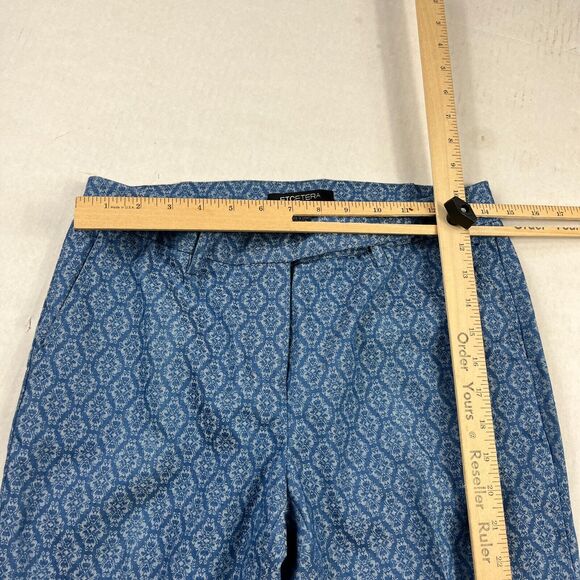 Etcetera Jaquard Dress Pants Blue Harlequin Print Trousers Preppy Straight Leg 6 - Picture 9 of 12